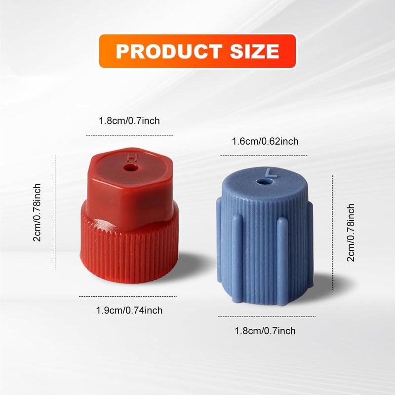 HEVLE 10PCS/Set R134a 13mm & 16mm Air Conditioning Service AC System Charging Port Caps, Automobile Air Conditioning Caps Fit for Most R134A AC System Vehicles, 5 Blue Low Side and 5 Red High Side - Image 2